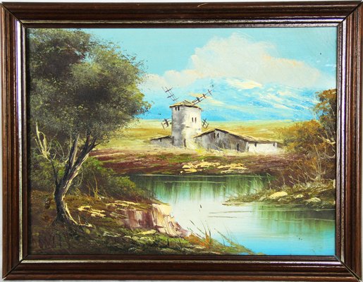 Spanish Artist, Typical Spanish Landscape, 20th Century, Oil on Canvas, Framed-ZYI-1332103