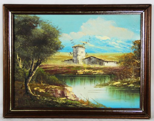 Spanish Artist, Typical Spanish Landscape, 20th Century, Oil on Canvas, Framed-ZYI-1332103