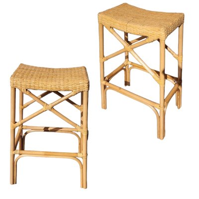 Spanish Bambu and Ratan Stool, Set of 2-TCS-1816424