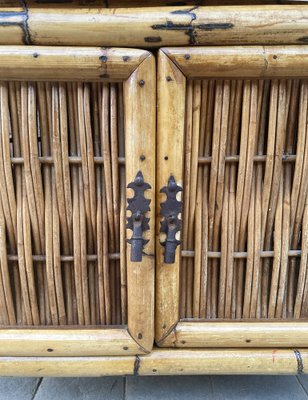 Spanish Bar Cabinet in Bamboo with Wheels, 1950s-NOU-1453942