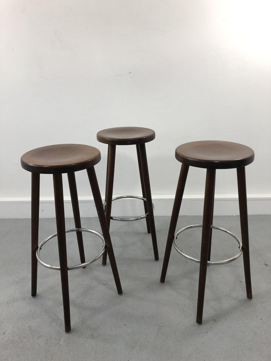 Spanish Bar Stools, 1960s, Set of 3