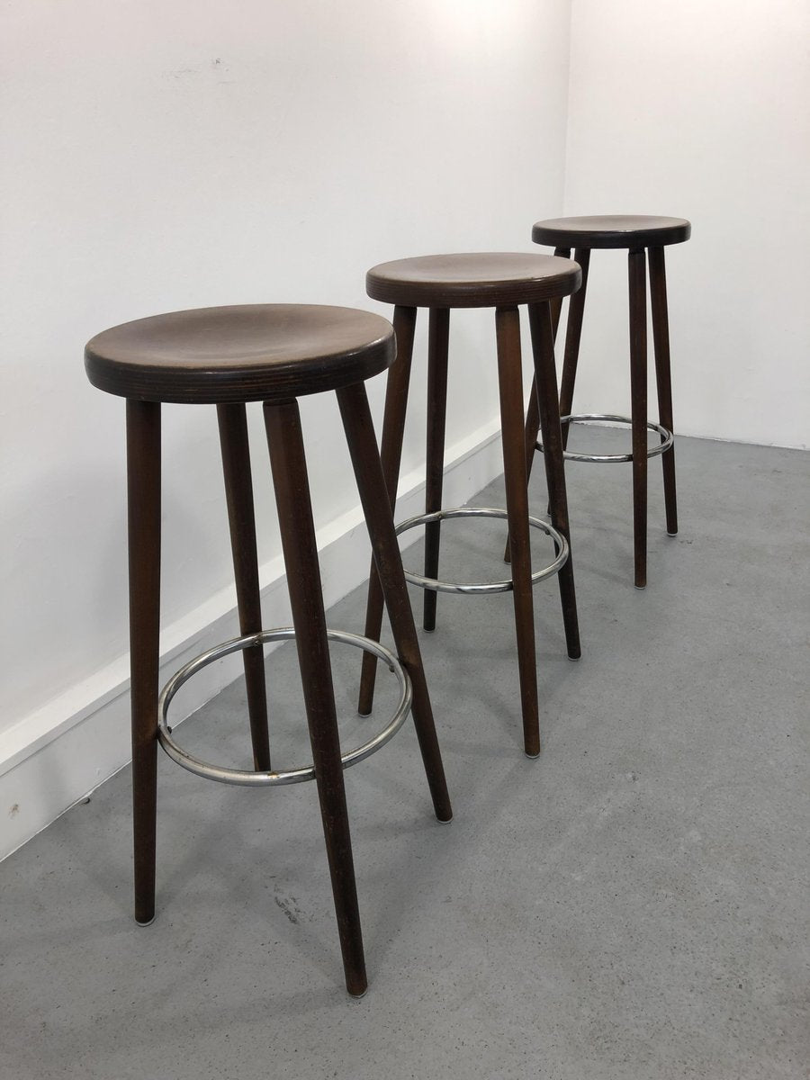 Spanish Bar Stools, 1960s, Set of 3