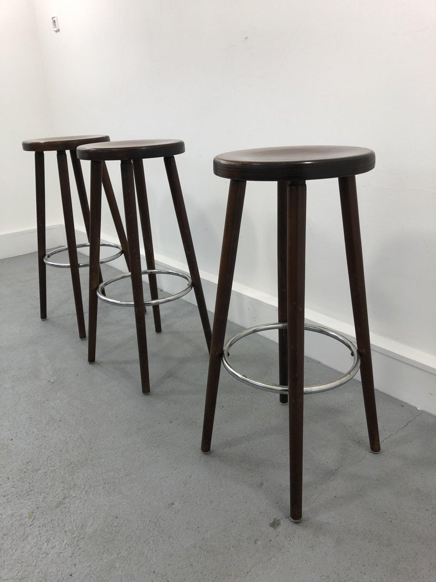 Spanish Bar Stools, 1960s, Set of 3