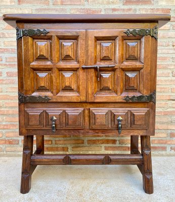 Spanish Baroque Chest of Drawers in Carved Walnut, 1940s-NOU-1299696