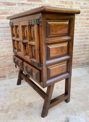 Spanish Baroque Chest of Drawers in Carved Walnut, 1940s-NOU-1299696