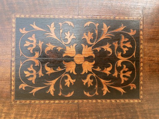 Spanish Baroque Side Table with Lyre Legs and Marquetry Top, Early 19th Century-NOU-974897