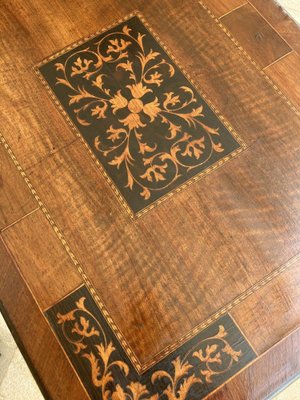 Spanish Baroque Side Table with Lyre Legs and Marquetry Top, Early 19th Century-NOU-974897