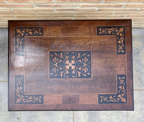 Spanish Baroque Side Table with Lyre Legs and Marquetry Top, Early 19th Century-NOU-974897