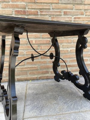 Spanish Baroque Side Table with Lyre Legs and Marquetry Top, Early 19th Century-NOU-974897