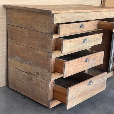 Spanish Bleached Pine Cabinet with Drawers and Door, 1860s-PSK-2019792