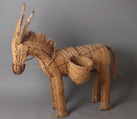 Spanish Braided Flowers Donkey, 1960s-ESB-1816541