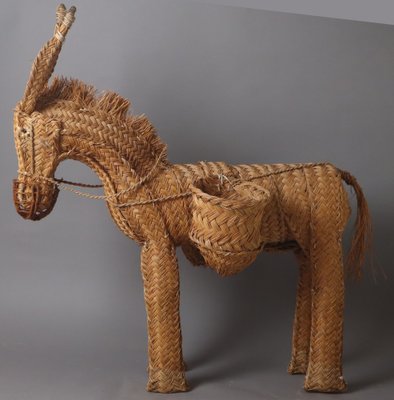 Spanish Braided Flowers Donkey, 1960s-ESB-1816541