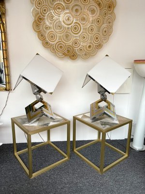 Spanish Brass and Metal Chrome Lamps from Lumica, 1970s, Set of 2-FUE-1309462