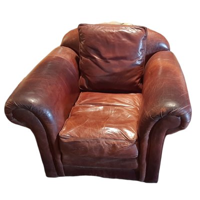 Spanish Brown Leather Club Chairs, Set of 2-TCS-1182380