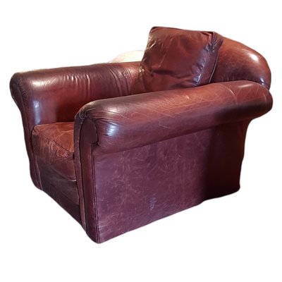 Spanish Brown Leather Club Chairs, Set of 2-TCS-1182380