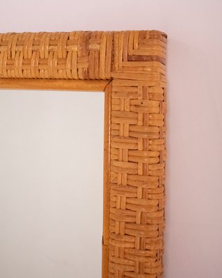 Spanish Cane Wall Mirror, 1970s-KT-1398995