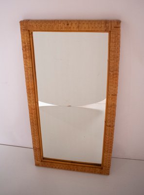 Spanish Cane Wall Mirror, 1970s-KT-1398995