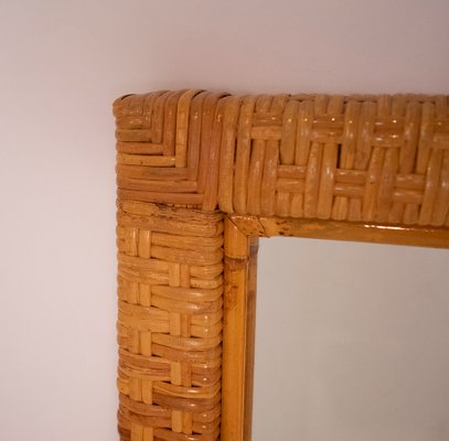 Spanish Cane Wall Mirror, 1970s-KT-1398995