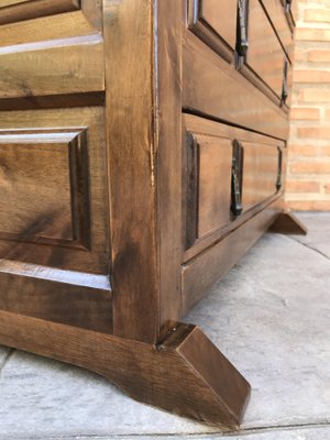 Spanish Catalan Carved Walnut Chest of Drawers, Highboy or Console, 1920s-NOU-739234