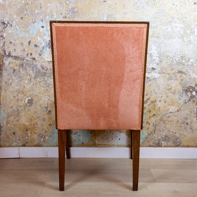 Spanish Chair in Walnut with Velvet Pink Seat, 1940s-CQZ-1295855