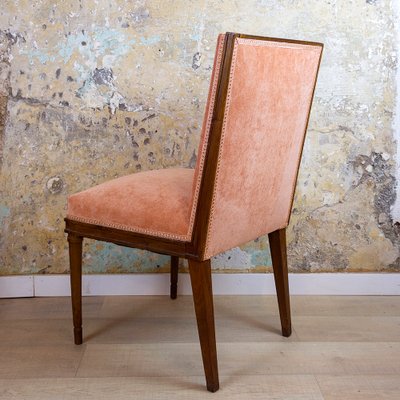 Spanish Chair in Walnut with Velvet Pink Seat, 1940s-CQZ-1295855