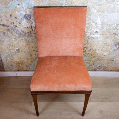 Spanish Chair in Walnut with Velvet Pink Seat, 1940s-CQZ-1295855