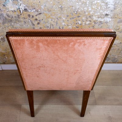 Spanish Chair in Walnut with Velvet Pink Seat, 1940s-CQZ-1295855