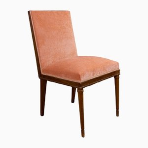 Spanish Chair in Walnut with Velvet Pink Seat, 1940s-CQZ-1295855