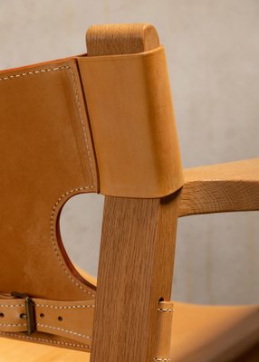 Spanish Chair Set in Naturel Leather and Oak by Børge Mogensen for Fredericia, 1995, Set of 2-JK-1824715