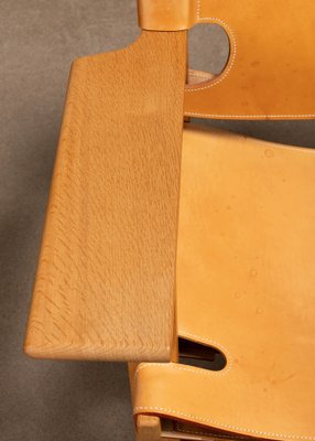 Spanish Chair Set in Naturel Leather and Oak by Børge Mogensen for Fredericia, 1995, Set of 2-JK-1824715