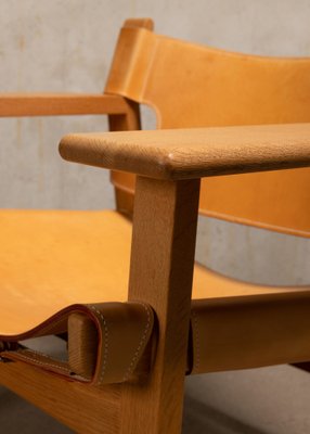 Spanish Chair Set in Naturel Leather and Oak by Børge Mogensen for Fredericia, 1995, Set of 2-JK-1824715