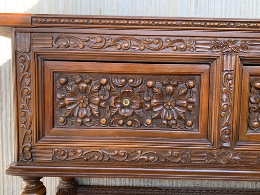 Spanish Console Chest Table with 2-Carved Drawers & Original Hardware-PSK-1100632