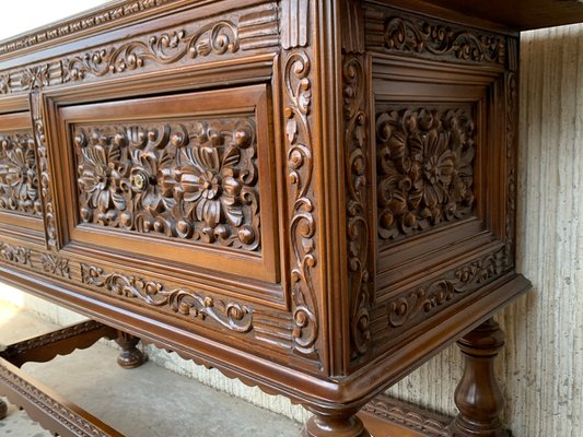 Spanish Console Chest Table with 2-Carved Drawers & Original Hardware-PSK-1100632