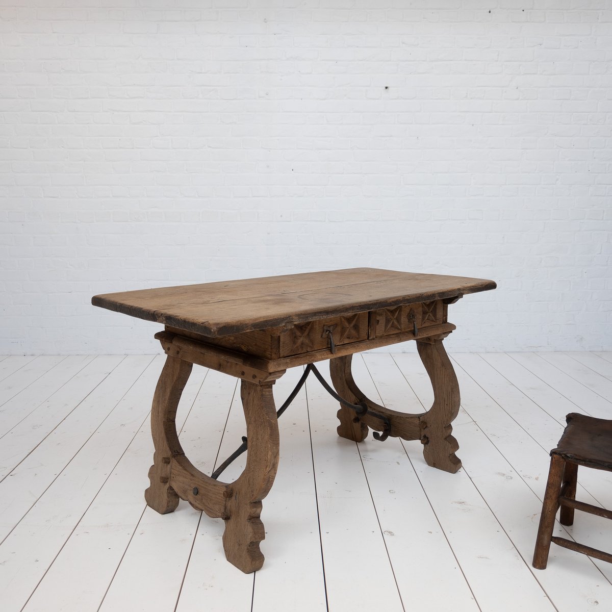 Spanish Console Table in Bleached Oak, 1880