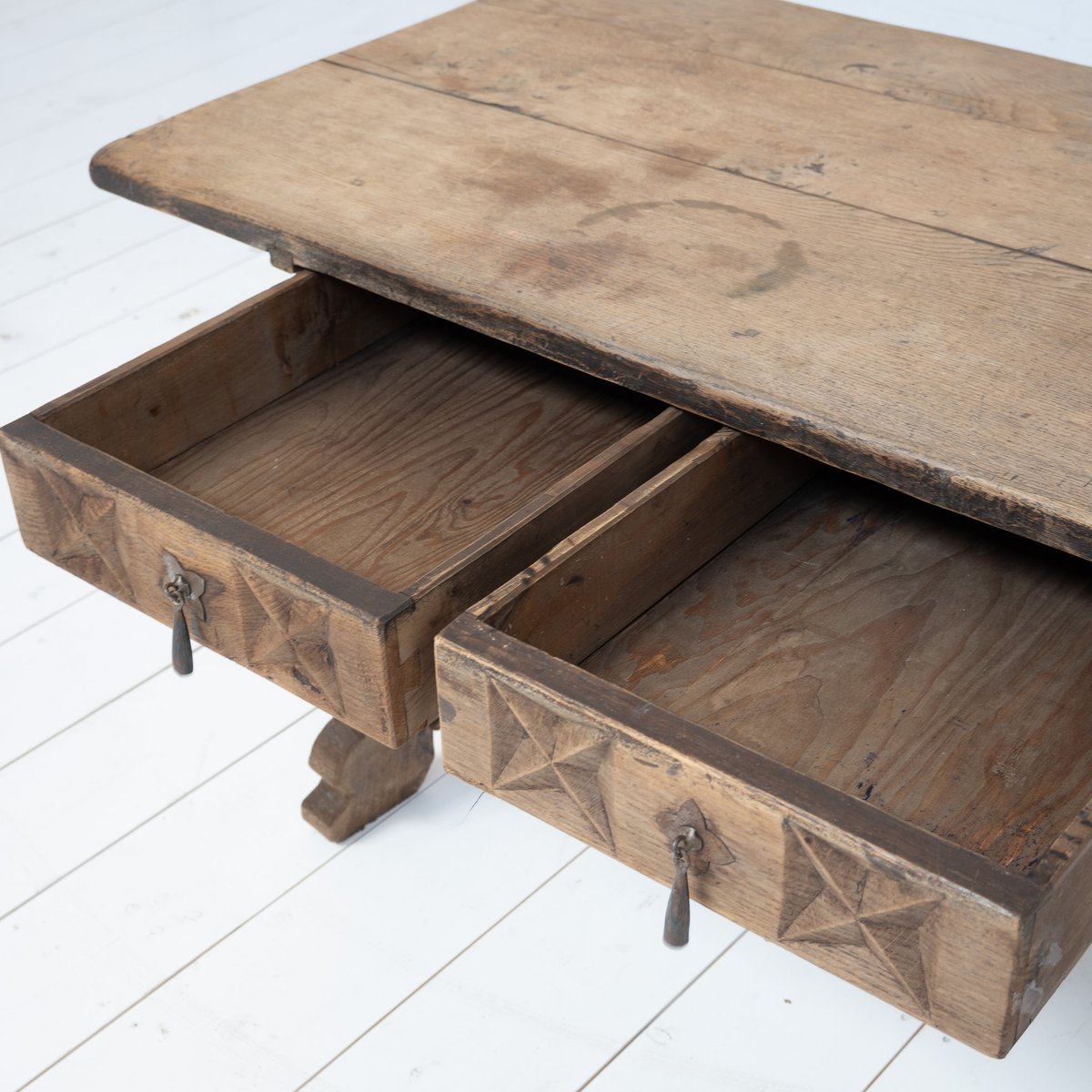 Spanish Console Table in Bleached Oak, 1880