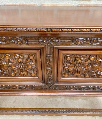 Spanish Console Table with Four Carved Drawers, 1930s-NOU-1822227