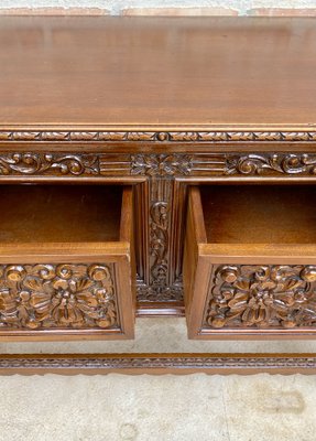 Spanish Console Table with Four Carved Drawers, 1930s-NOU-1822227