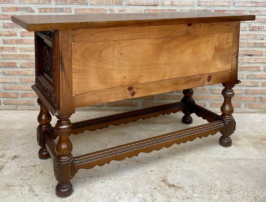 Spanish Console Table with Four Carved Drawers, 1930s-NOU-1822227