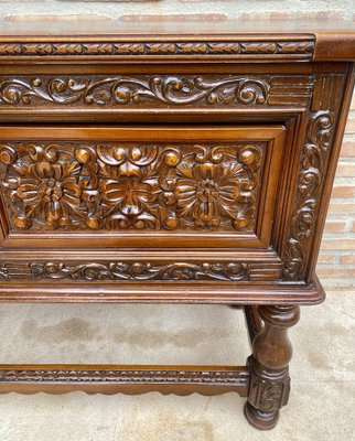 Spanish Console Table with Four Carved Drawers, 1930s-NOU-1822227