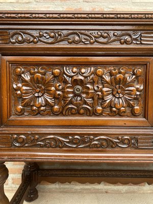 Spanish Console Table with Four Carved Drawers, 1930s-NOU-1822227