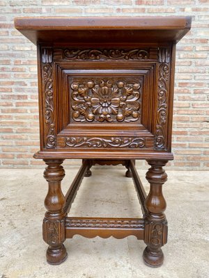 Spanish Console Table with Four Carved Drawers, 1930s-NOU-1822227