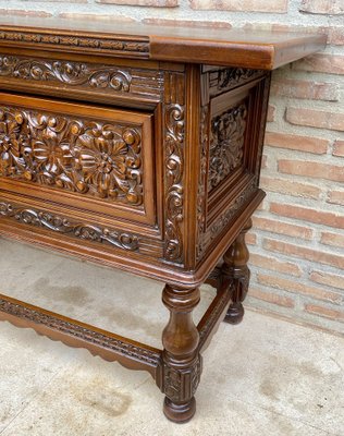 Spanish Console Table with Four Carved Drawers, 1930s-NOU-1822227