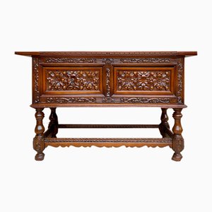 Spanish Console Table with Four Carved Drawers, 1930s-NOU-1822227