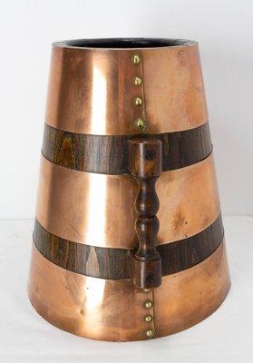 Spanish Copper and Oak Herrade Basque Water Holder, 1960s-RIU-1403209