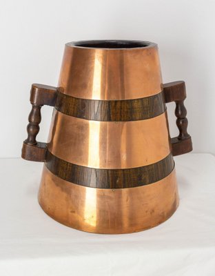 Spanish Copper and Oak Herrade Basque Water Holder, 1960s-RIU-1403209