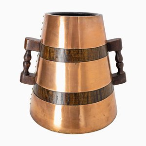 Spanish Copper and Oak Herrade Basque Water Holder, 1960s-RIU-1403209