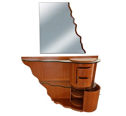 Spanish Dressing Table with Wall Mirror from Martin, Set of 2-ITF-2021977