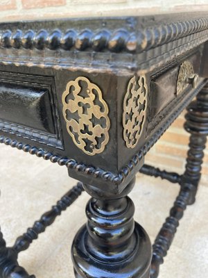 Spanish Ebonized Walnut Side Table with Drawer, 1880s-NOU-1113407