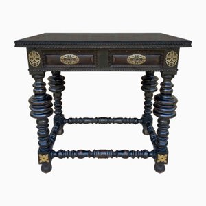 Spanish Ebonized Walnut Side Table with Drawer, 1880s-NOU-1113407