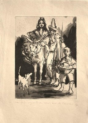 Spanish Family - Original Etching by Pere Créixams - 20th Century 20th Century-ZCI-772449